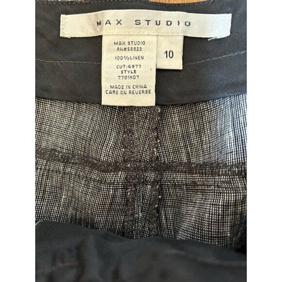 Max Studio Womens Size 10 Black Linen Capri Pants Wide Leg Cuffed - Picture 4 of 4